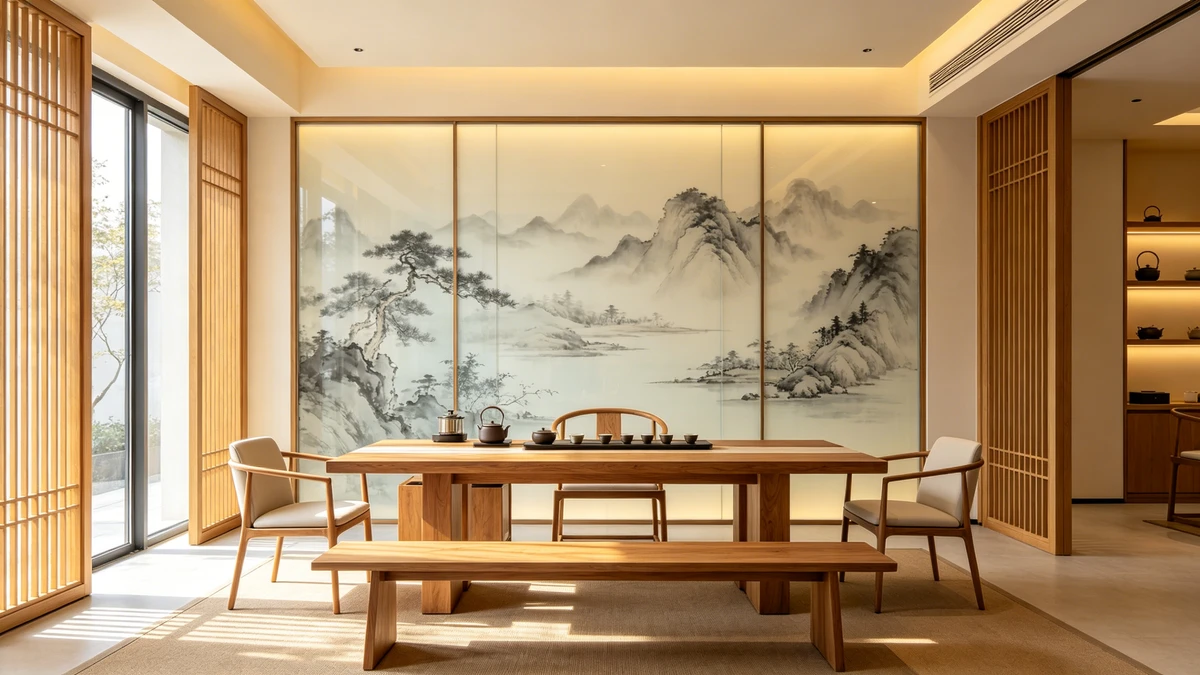 新中式茶室效果图示例1